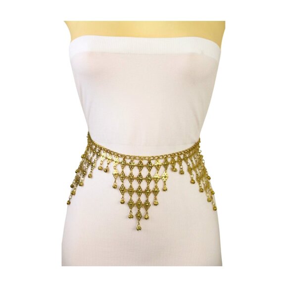 New Women Gold Metal Belly Dance Ethnic Fashion Charms Belt Hip Waist Size M L - Picture 7 of 16